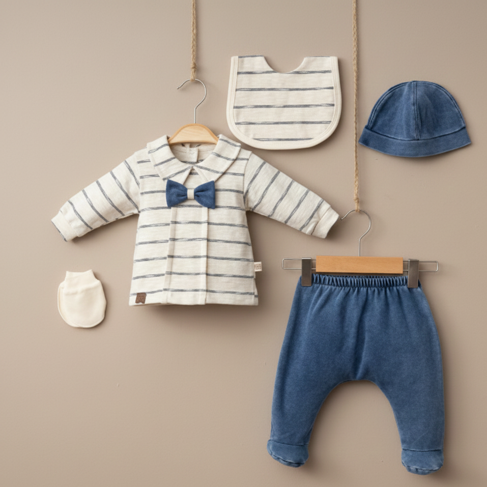 Yakalı Çizgili 5'li Set